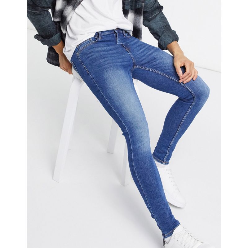 Jeans super skinny W6e6x Topman - Jeans super attillati in misto cotone organico spray on lavaggio medio con strappi