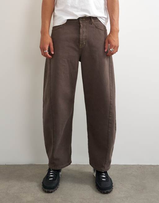 Topman jeansy o sztywnym kroju barrel w czystym brązie, 2 z 7