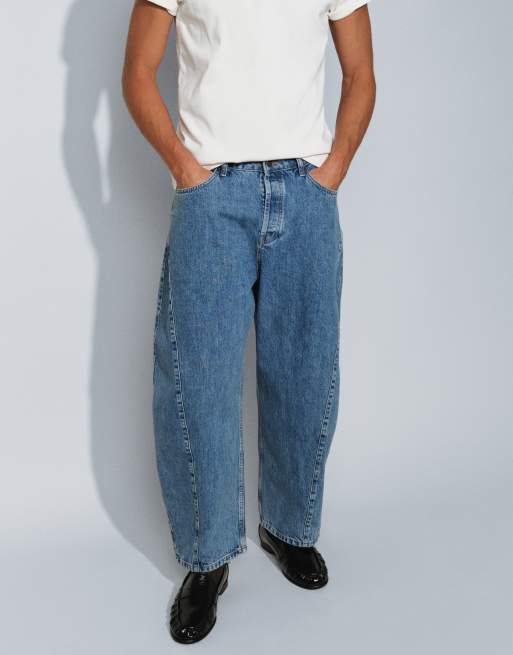 Topman jeansy rigid o kroju barrel w średnim odcieniu, 2 z 5