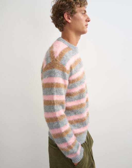 Topman - jersey de corte clásico con textura suave y raya rosa, 4 de 5