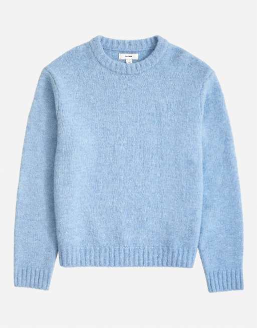Topman - jersey de punto holgado de corte relajado en azul claro, 6 de 7