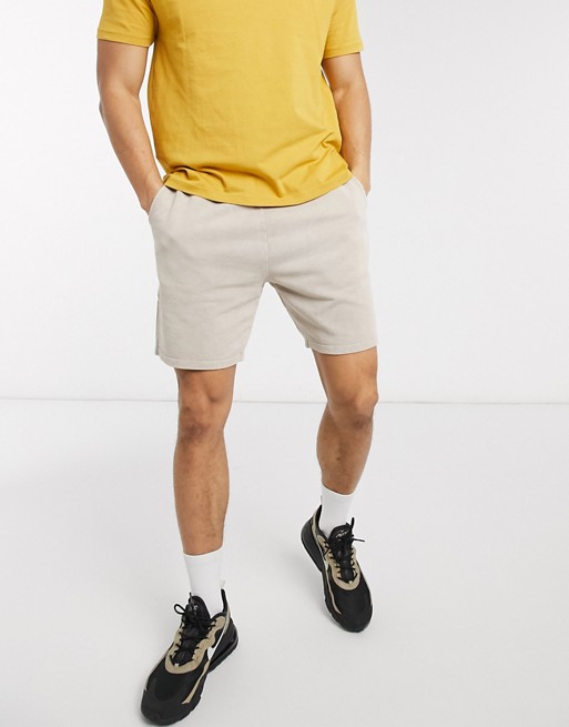 Topman jersey shorts in washed stone