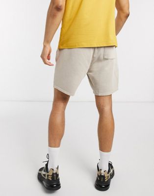 Topman jersey shorts in washed stone | ASOS
