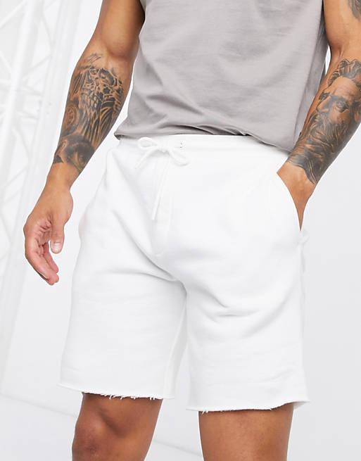 Topman jersey shorts in white