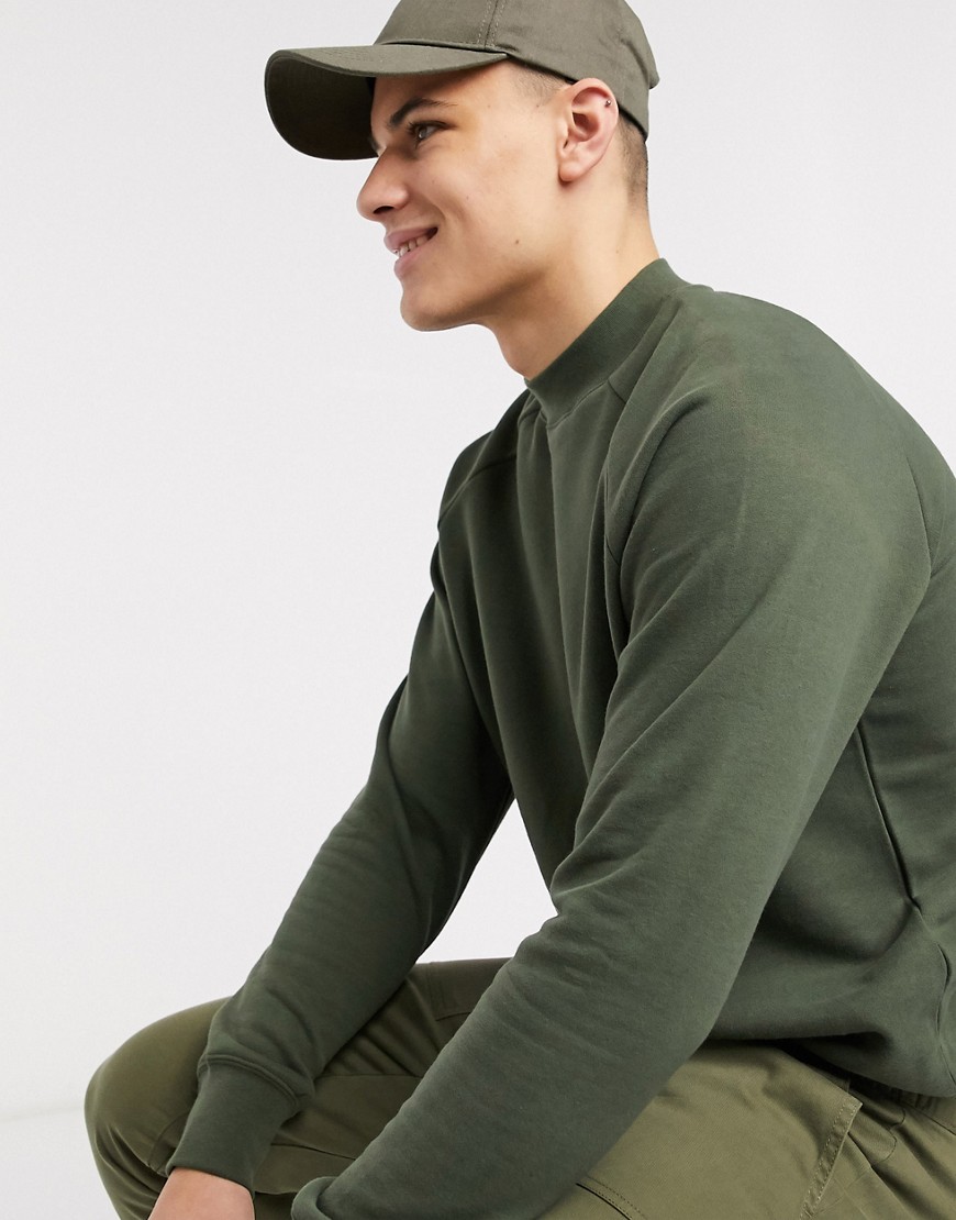 Topman - Jersey sweater met raglanmouwen in kaki-Groen