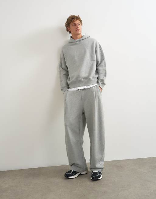 Topman jogger coupe barrel épais en gris chiné, 4 de 5