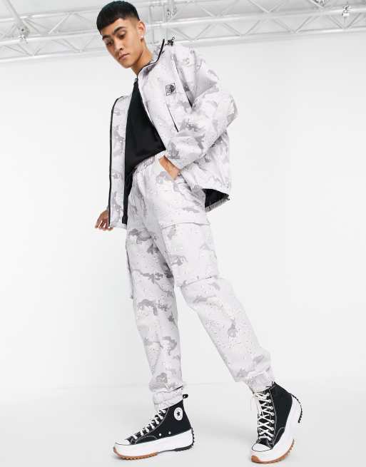 Topman - Jogger d'ensemble droit à imprimé camouflage - Gris