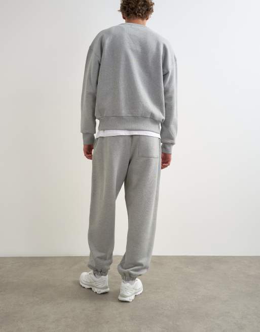 Topman jogger épais coupe baggy à bas resserrés gris chiné, 4 de 5
