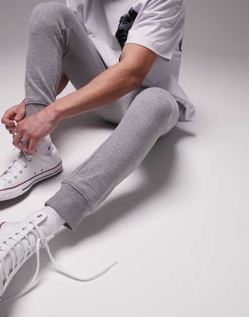 Topman denim cargo joggers in grey