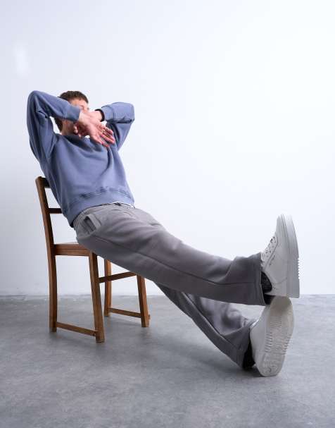 Topman - Joggers a gamba dritta grigio medio - view 1