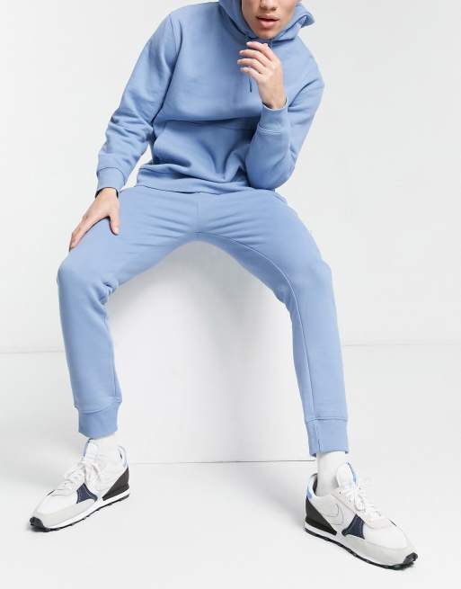 Topman - Felpa con cappuccio e joggers blu in coordinato, 3 di 3