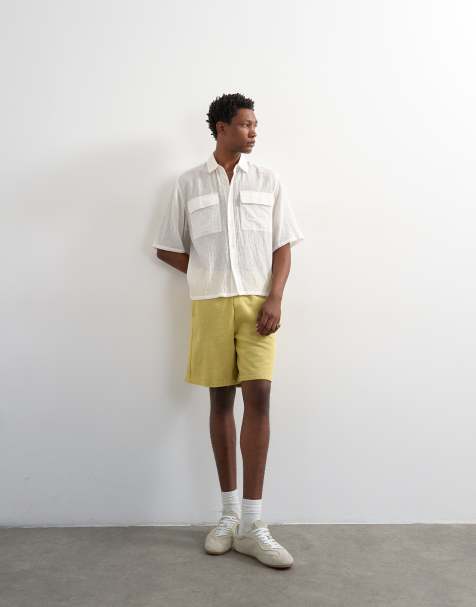Topman - Joggers cortos amarillo lavado holgados estilo bermudas - view 1