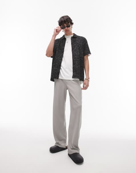 Topman - Joggers dritti in ottoman grigio chiaro - view 1