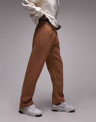Topman straight leg jogger in brown - ASOS Price Checker