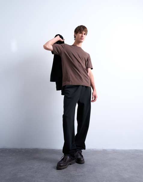 Topman - Joggers dritti neri in tessuto interlock - view 1