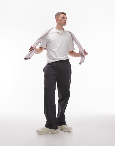 Topman - Joggers dritti slavati neri - view 1