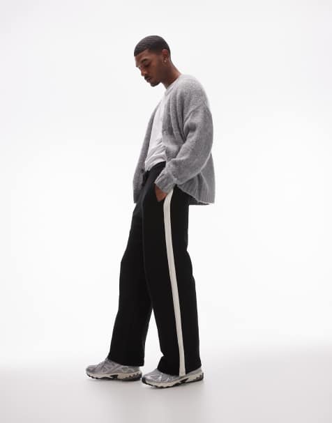 Topman - Joggers larghi neri con righe laterali - view 1