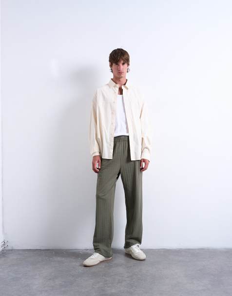 Topman – Joggersy o prostym kroju z kory w kolorze khaki - view 1