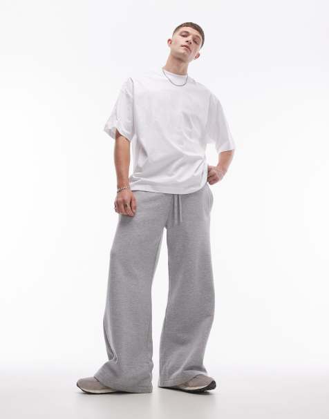 Topman - Joggingbroek met baggy pijpen in gemêleerd grijs - view 1