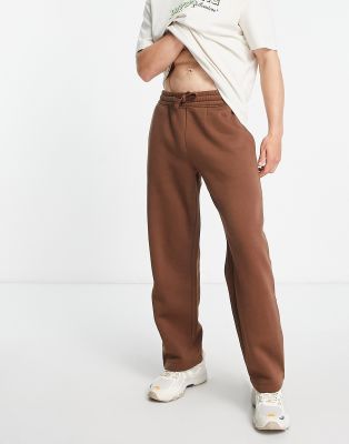 Niwicee Fleece gevoerde joggingbroek voor dames, winter, thermisch warm trainingspak, joggingbroek, rechte pijpen, joggingbroek, loungebroek, sportbroek met zakken, Bruin, S