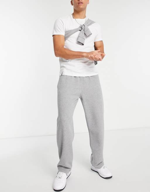 Topman - Joggingbroek met rechte pijpen in gemêleerd grijs
