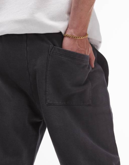 Topman - Joggingbroek met rechte pijpen in zwart met wassing, 5 van 5