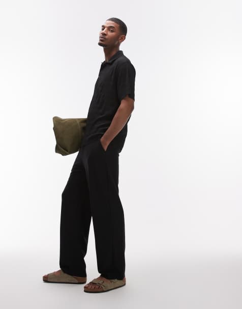 Topman - Joggingbroek met rechte pijpen in zwart - view 1