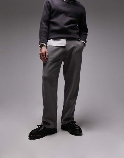 Topman - Joggingbukser med lige ben i sort vask