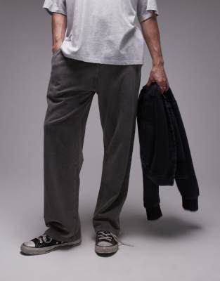 Topman - Joggingbukser med lige ben i sort vask