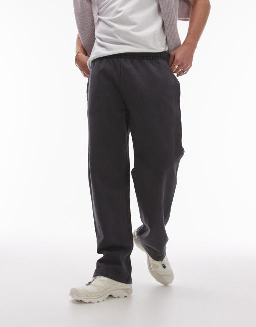 Topman - Joggingbukser med lige ben i vasket sort, 4 af 5