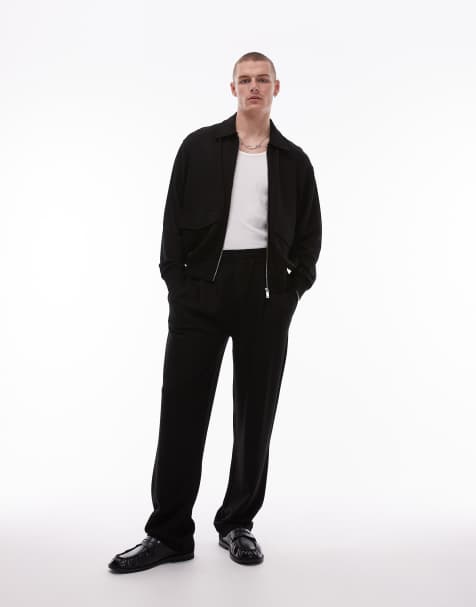 Topman – Jogginghose aus hochwertigem Twill in Schwarz mit geradem Schnitt - view 1
