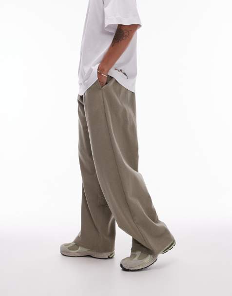 Topman – Jogginghose aus khaki Leinenmix mit weitem Schnitt - view 1