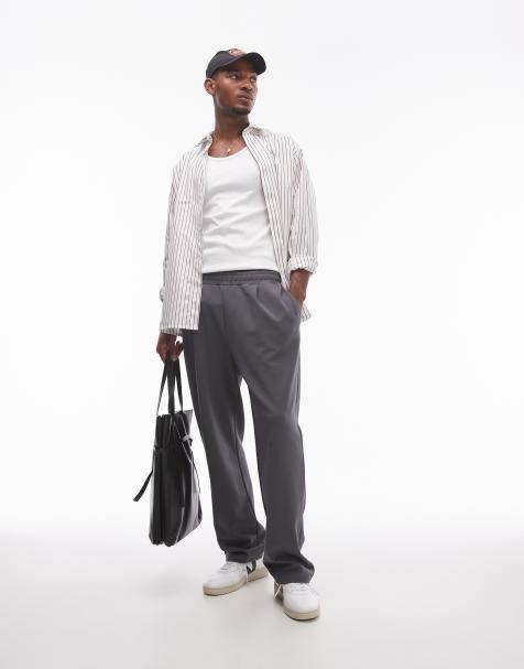 Topman – Jogginghose in Anthrazit mit geradem Schnitt und Bundfalten - view 1
