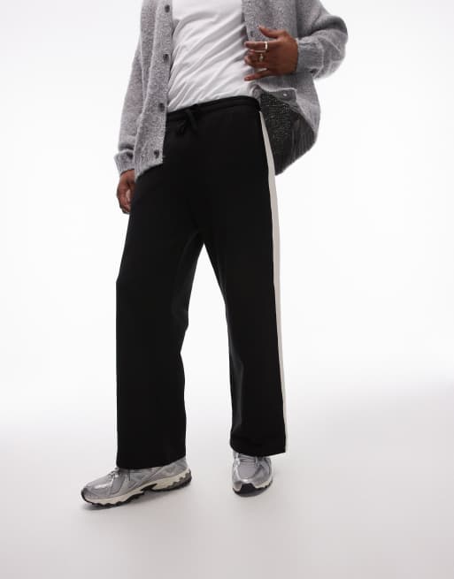 Topman – Jogginghose in Schwarz mit weitem Bein und seitlichem Kontraststreifen, 3 von 5
