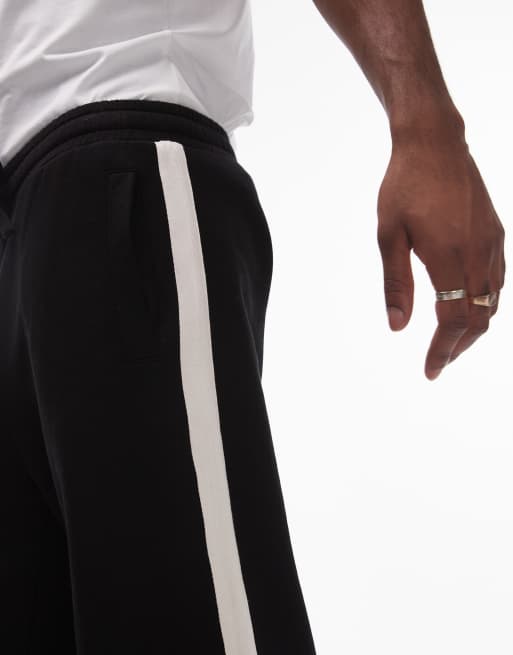 Topman – Jogginghose in Schwarz mit weitem Bein und seitlichem Kontraststreifen, 4 von 5