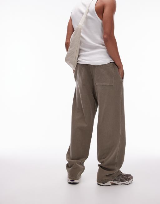Topman – Jogginghose in verwaschenem Khaki mit geradem Schnitt, 4 von 5