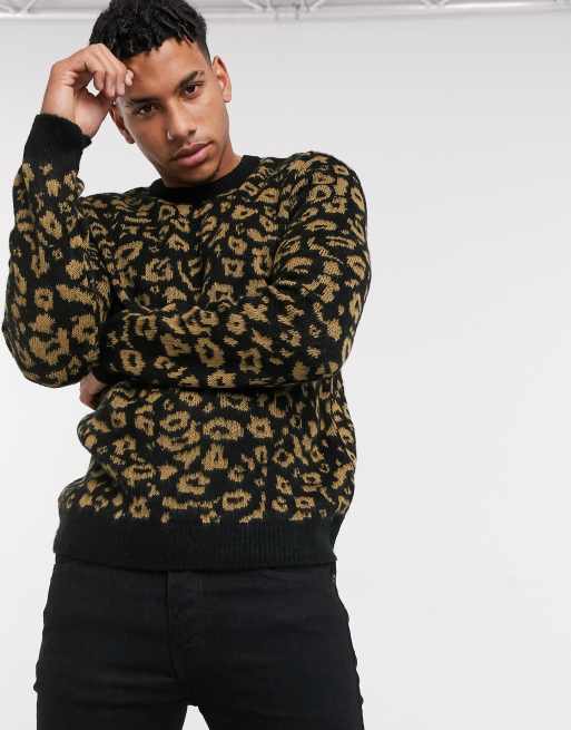 Mens animal cheap print jumper