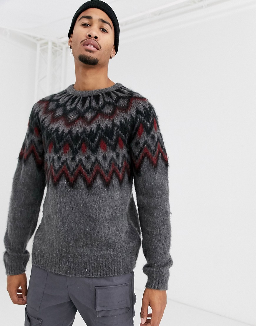Topman jumper with chest pattern in grey