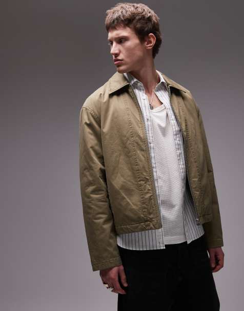 Topman – Kakifärgad harrington-jacka i twill - view 1