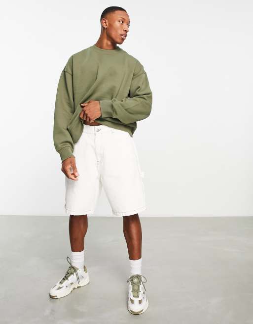 Topman – Kakifärgad kraftig sweatshirt i oversize