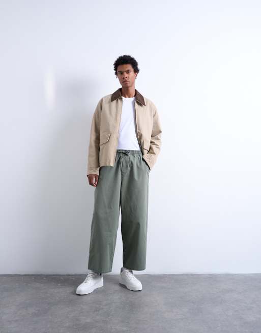 Topman - Kakifarvede barrel-bukser i ripstop, 2 af 5