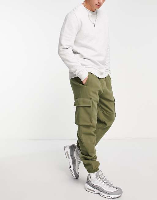 Topman - Kakifarvede cargo-joggingbukser