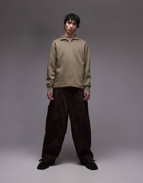 Topman - Kakigrøn sweatshirt med 1/4 lynlås - view 1