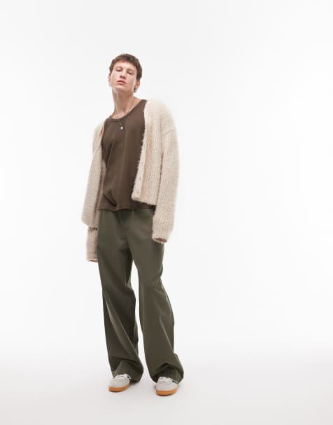 Topman - Kakigrønne chinobukser i twill i poset pasform - view 1