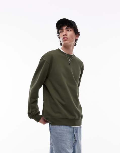 Topman – Kakigrön, klassisk sweatshirt i oversize av jersey - view 1