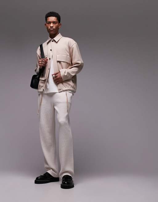 Topman – Kamiennobeżowa dżersejowa kurtka oversize z kieszeniami, 4 z 4