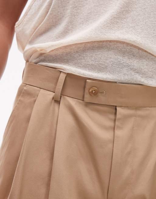Topman – Kamiennobeżowe bawełniane spodnie z szerokimi nogawkami, 3 z 5