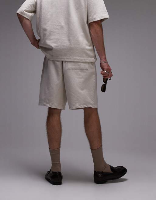 Topman – Kamiennobeżowe szorty oversize z domieszką lnu, 4 z 4