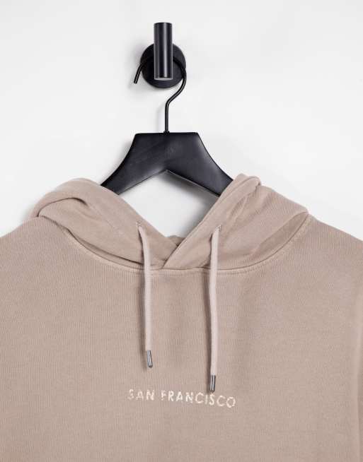 Topman – Kapuzenpullover in Stein mit „San Francisco“-Print, 3 von 4