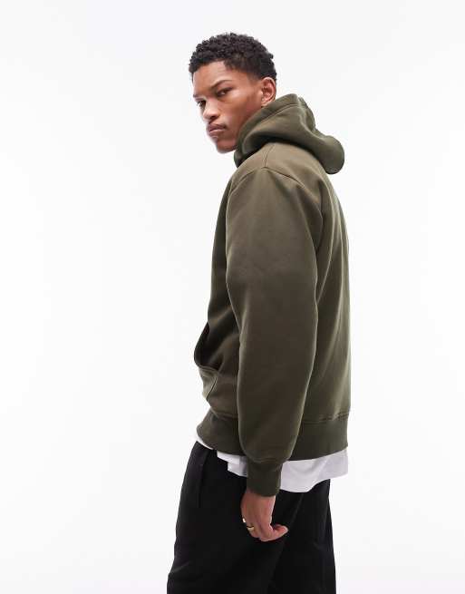 Topman – Kapuzenpullover mit klassischem Schnitt in Khaki